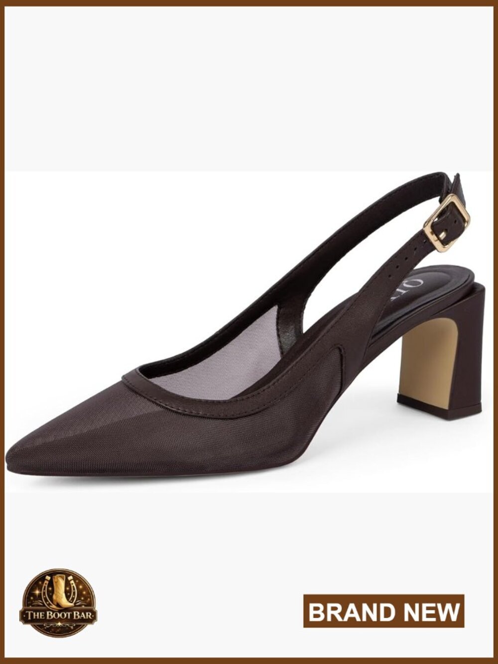 Pointed Toe Slingback Pumps with Chunky Block Heel Adjustable Strap